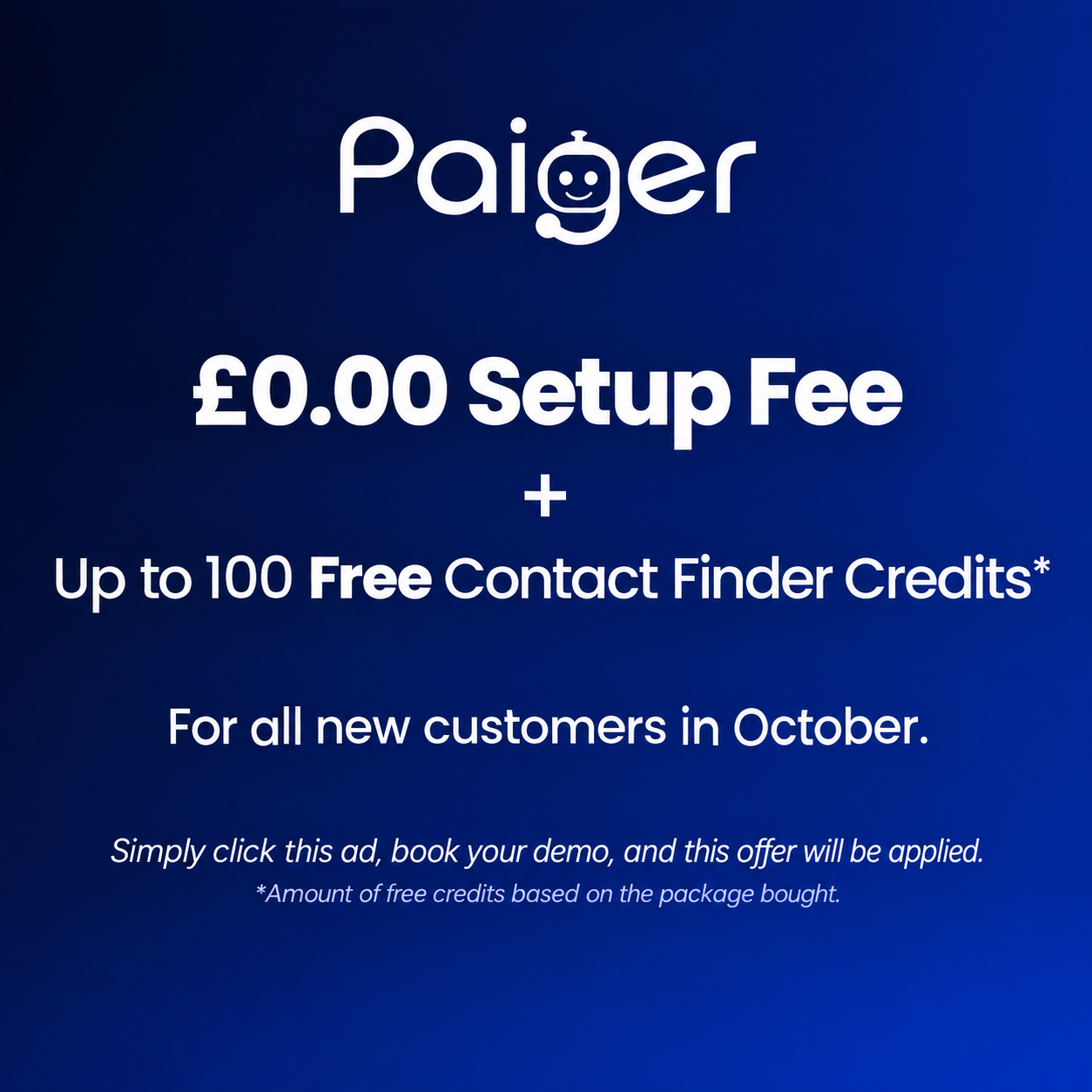 £0 set up Fee + up to 100 FREE contact finder credits
