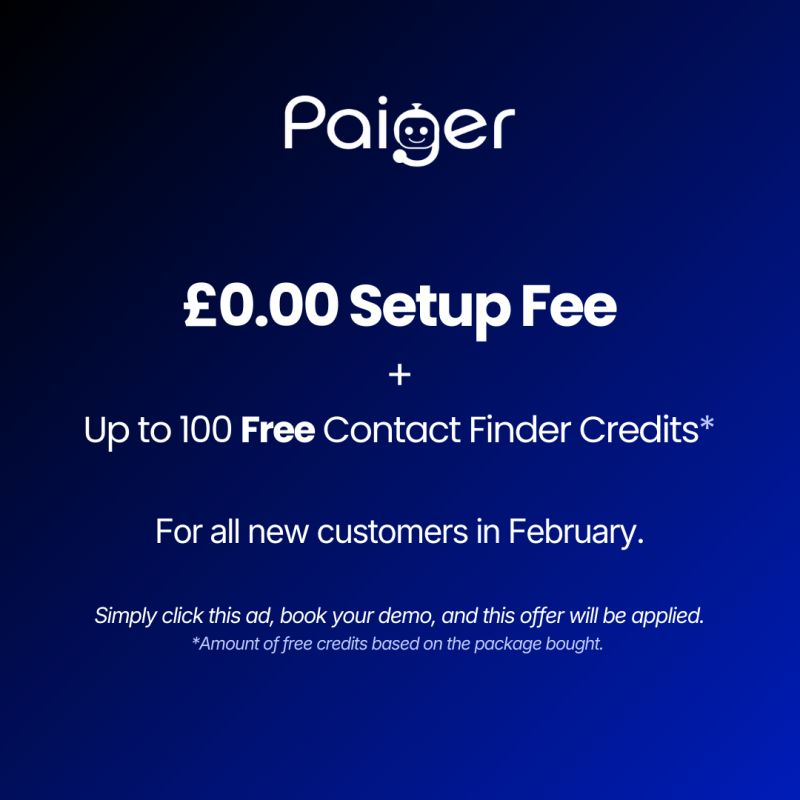 £0 set up Fee + up to 100 FREE contact finder credits